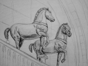 Drawing study of the "Horses of St. Mark"