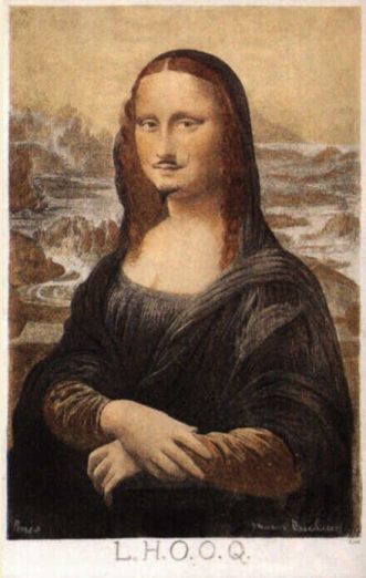 Another example of Duchamp's work - "L.H.O.O.Q." The defacing of the classic Mona Lisa is shocking enough, but when translated the title and work is even more repulsive. www.artlex.com